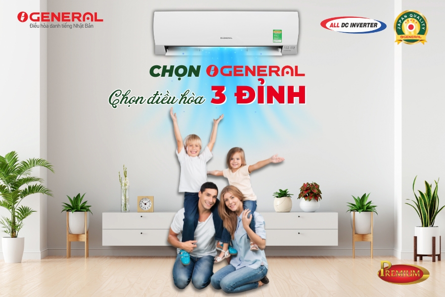 Điều Hòa “3 Đỉnh” Tìm Đâu Xa - Chọn General Một Chiều Inverter Cao Cấp Là Chuẩn Nhất